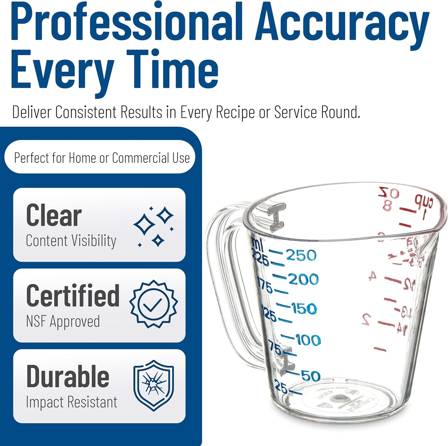 Carlisle FoodService Products 4314107 Commercial Plastic Measuring Cup, 1 Cup, Clear