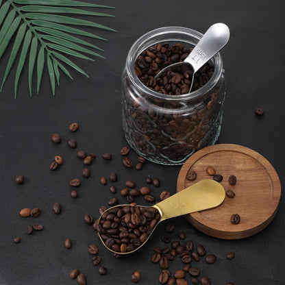 2 Piece Tablespoon Scoop 2 Tbsp Scoop Coffee Tablespoon Measuring Spoon (1 Tbsp, 2tbsp) Stainless Steel Coffee Measuring Scoops for Jars Tea Sugar (Silver, Gold)