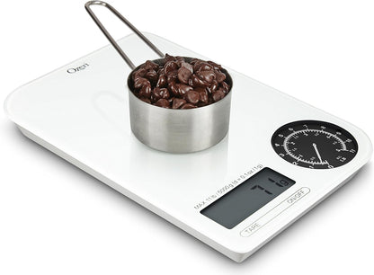 Ozeri ZK18-WB Rev Digital Kitchen Scale with Electro-Mechanical Weight Dial, Black Dial
