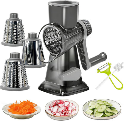 Dachenus Cheese Grater Rotary Cheese Grater,Versatile Cheese Shredder,Blades for Shredding, Grating, Slicing,Cheese Shredder with Suction Base and Cleaning Brush Kitchen Gift (green)