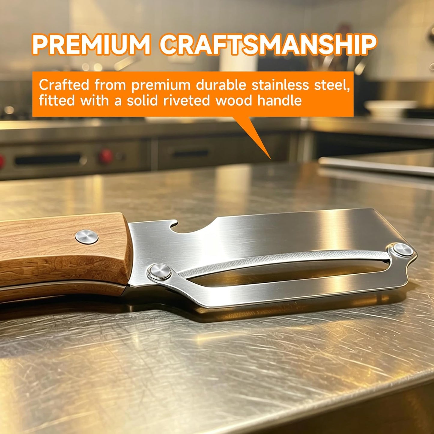 2026 Multi-Functional Vegetable Peeler, Premium Vegetable Peeler with Wooden Handle and Bottle Opener, Stainless Steel Blade Kitchen Tool for Vegetables Fruit Apple Potato Pumpkin