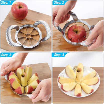 Apple Slicer, HEAVY DUTY Apple Corer, 12-Blade Stainless Steel Apple Cutter Divider Pitter ，Sturdy and Sharp