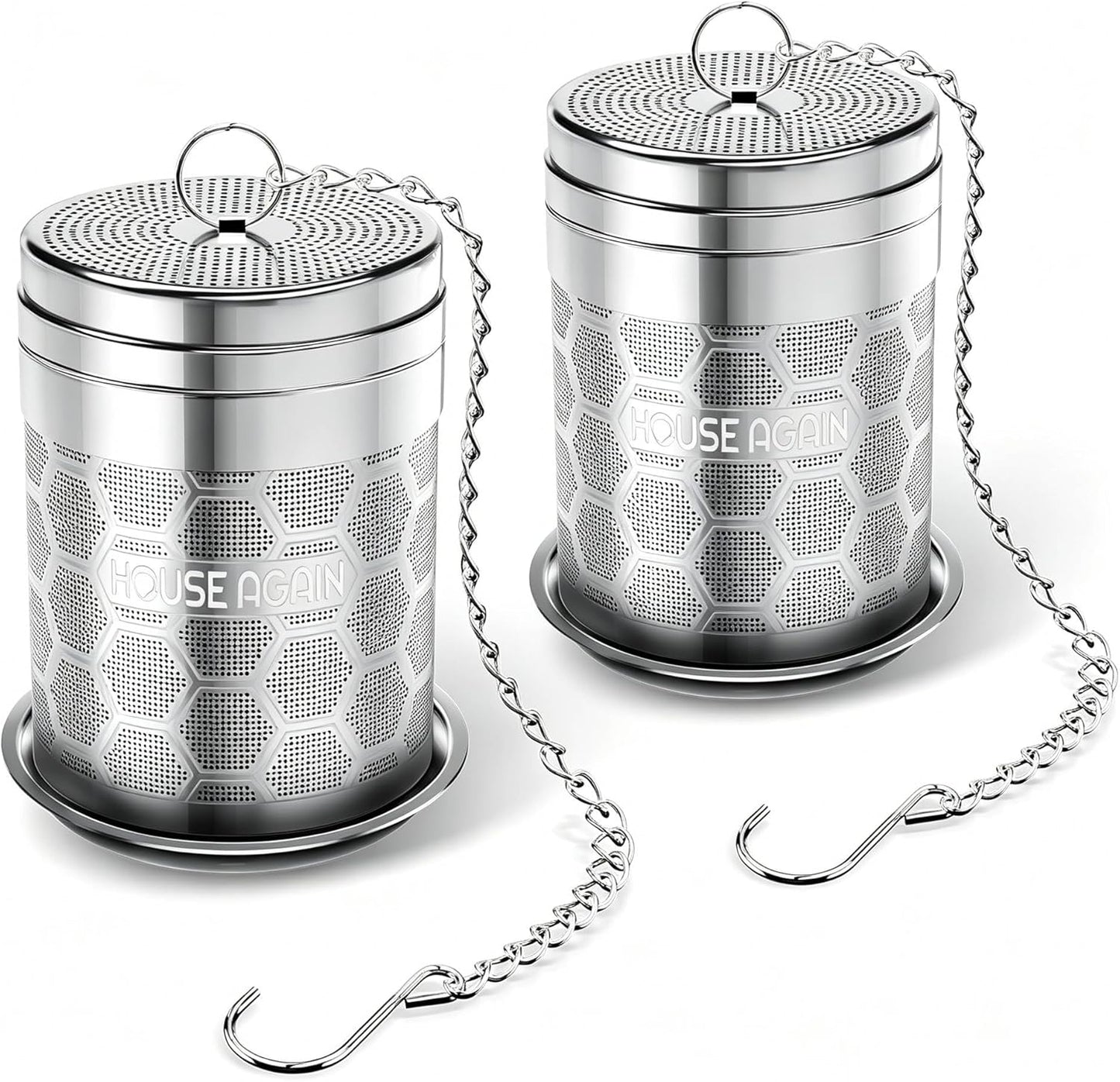 House Again Tea Infusers, Extra Fine Mesh Tea Strainers for Loose Tea, Updated Slim Threaded Lid & 304 Stainless Steel, Loose Leaf Tea Steeper for Brew Tea Spices & Seasonings