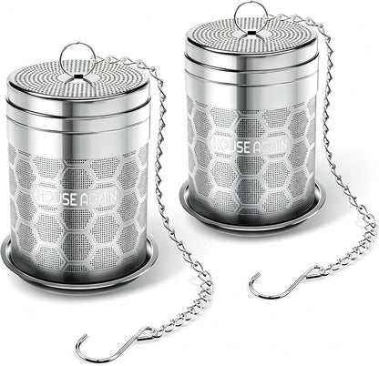 House Again Tea Infusers, Extra Fine Mesh Tea Strainers for Loose Tea, Updated Slim Threaded Lid & 304 Stainless Steel, Loose Leaf Tea Steeper for Brew Tea Spices & Seasonings