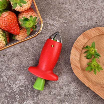 Strawberry Huller Stem Remover, Portable Strawberry Corer Tool Efficient Pitter Tool, Fruit Slicer Cutter Egg Slicer Banana Chopper (Style B- Slicer)