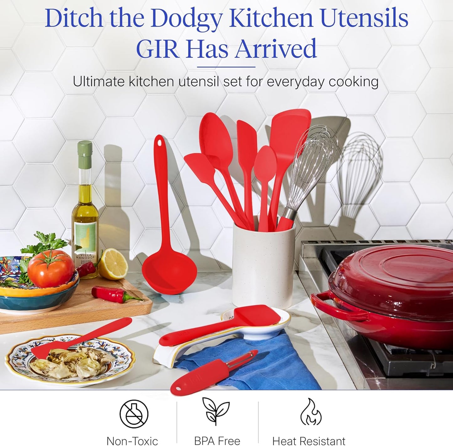 GIR: Get It Right 5-Piece Silicone Ultimate Kitchen Utensils Set - Ladle, Spatula, Flip, Spoon & Spoonula - Non-Toxic Cooking Utensils for Nonstick Cookware, Cooking and Baking - Black