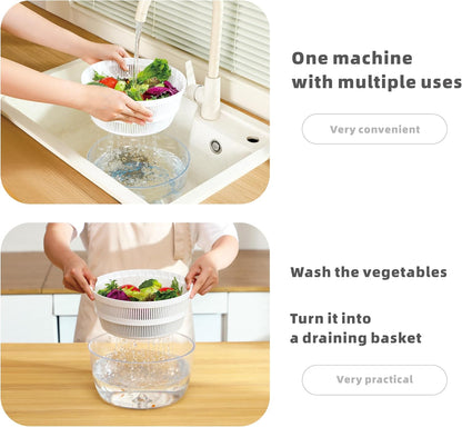 Subbuteo Electric Salad Spinner 4Qt – Rechargeable Lettuce Washer & Vegetable Dryer with 2+ Month Battery Life, Type-C, Detachable Parts, Spin Dry Kitchen Gadget for Greens Herbs Berries