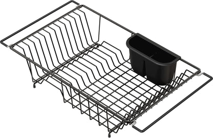 Simple Houseware Over Sink Counter Top Stainless Steel Dish Drainer Drying Rack, Chrome