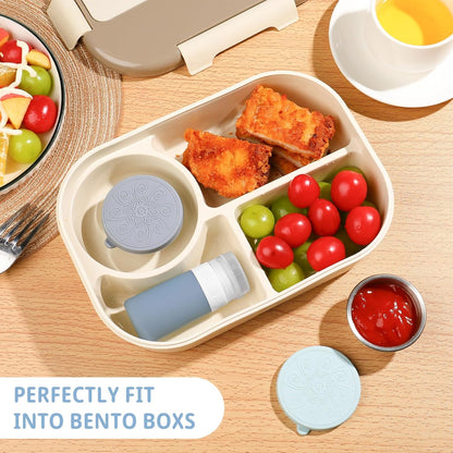 MICEBAY 8-Pack Salad Dressing Container To Go, 2-oz Silicone Small Condiment Squeeze Bottles and 1.6 oz Stainless Steel Sauce Containers Cups, Leakproof Condiment Containers with Lids for Lunch Box
