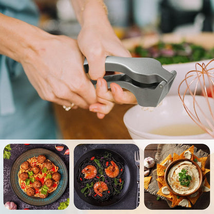 Garlic Press, Premium Garlic Mincer Set- Rust Proof, No Need To Peel, Easy-squeeze Ergonomic Handle, Professional Ginger Press, Garlic Crusher with Handy Cleaning Brush, Easy to Clean, Dishwasher Safe