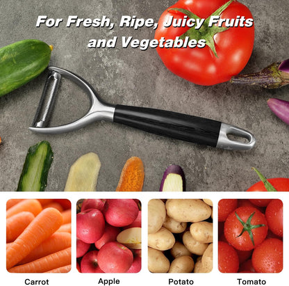 Serrated Blade Premium I Type 304 Stainless Steel Multifunctional Kitchen Peeler Real Wood Handle Ultra Sharp Blade Vegetable Potato Apple（Agarwood）