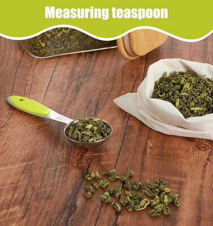 2Pcs Tablespoon Measuring Spoon 1 Tbsp (3 Tsp, 15ml, 1/2oz), Stainless Steel 1 Tablespoon Measuring Spoon with Green Silicone Grip, Perfect for Coffee Tea, Quick Efficient Cooking & Baking