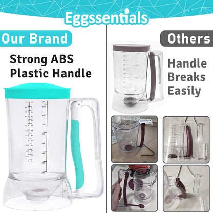 Eggssentials – Pancake Batter Dispenser, Batter dispenser with Squeeze Handle Mess-Free, Cupcakes, Waffles & More – Durable, Easy-Pour Pancake Dispenser Bottle for Smooth Baking