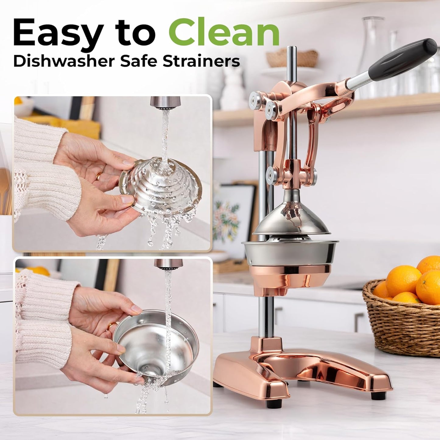 Zulay Kitchen Cast Iron Juicer - Heavy Duty Manual Juicer with Detachable Strainers for Easy Cleaning, Orange Juice Press for Citrus Fruits, Perfect for Bartenders, Juice Lovers & Health Enthusiasts