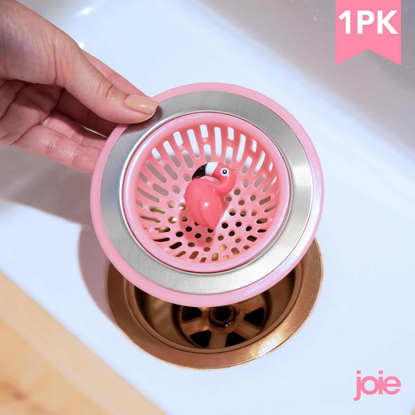 Joie Ribbit Kitchen Sink Strainer Basket, Fits All Standard Sinks, Stainless Steel, Cute Garbage Disposal Drain Cover, 4.5-Inch, Green Frog