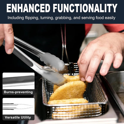 Anaeat Non-Stick Silicone Locking Tong Set of 3 - Stainless Steel 7", 9", 12" Kitchen Food Tongs with Non-Slip Silicone Tips and Grip for Cooking, Baking and BBQ - Heat Resistant up to 480°F (Black)