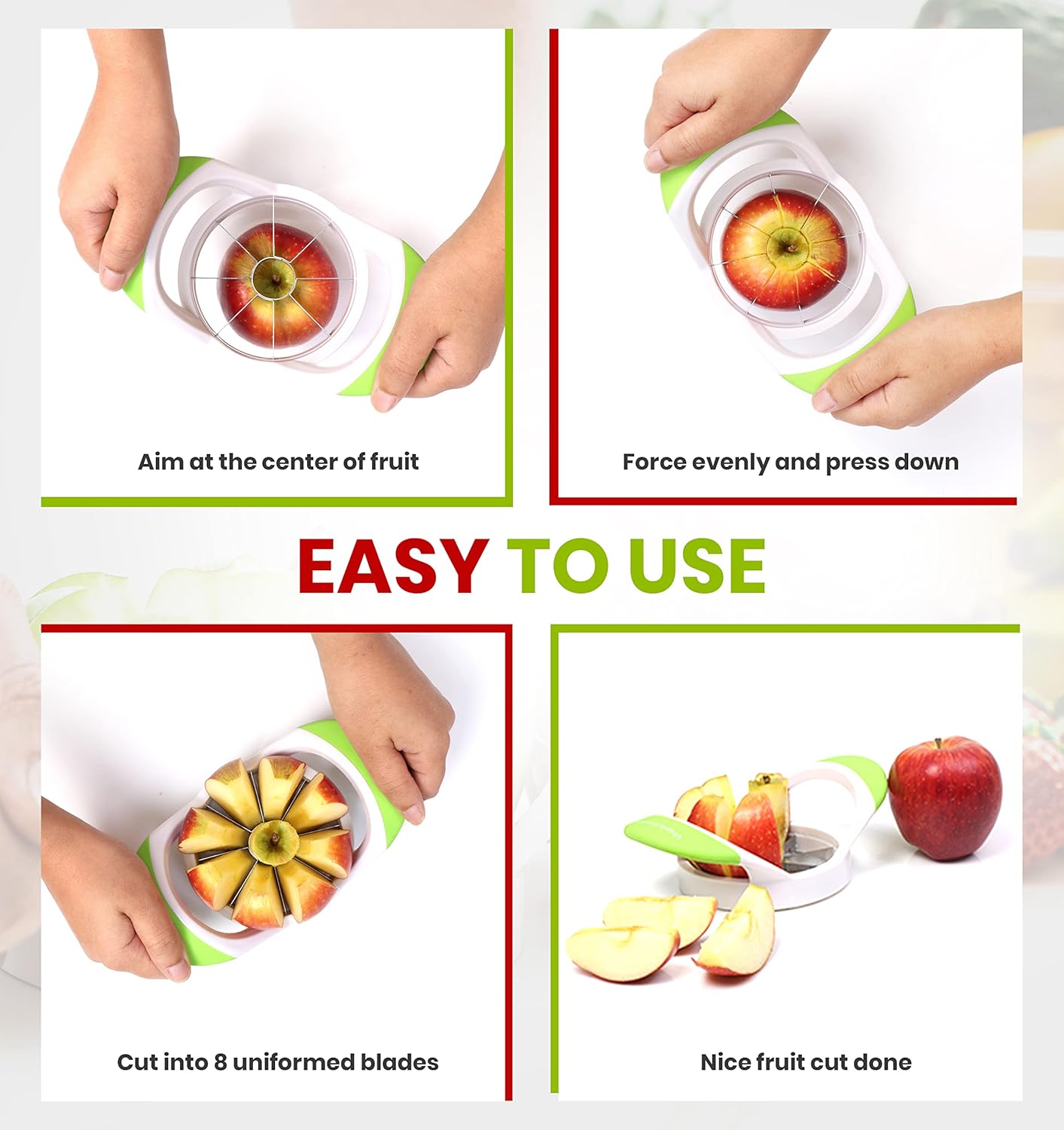 Utopia Kitchen Apple Corer and Slicer Fruit Cutter Apple Divider Wedger Stainless Steel Slicer for Fruits and Vegetables Ergonomic Handle Easy Grip 8 Sharp Blades Blue