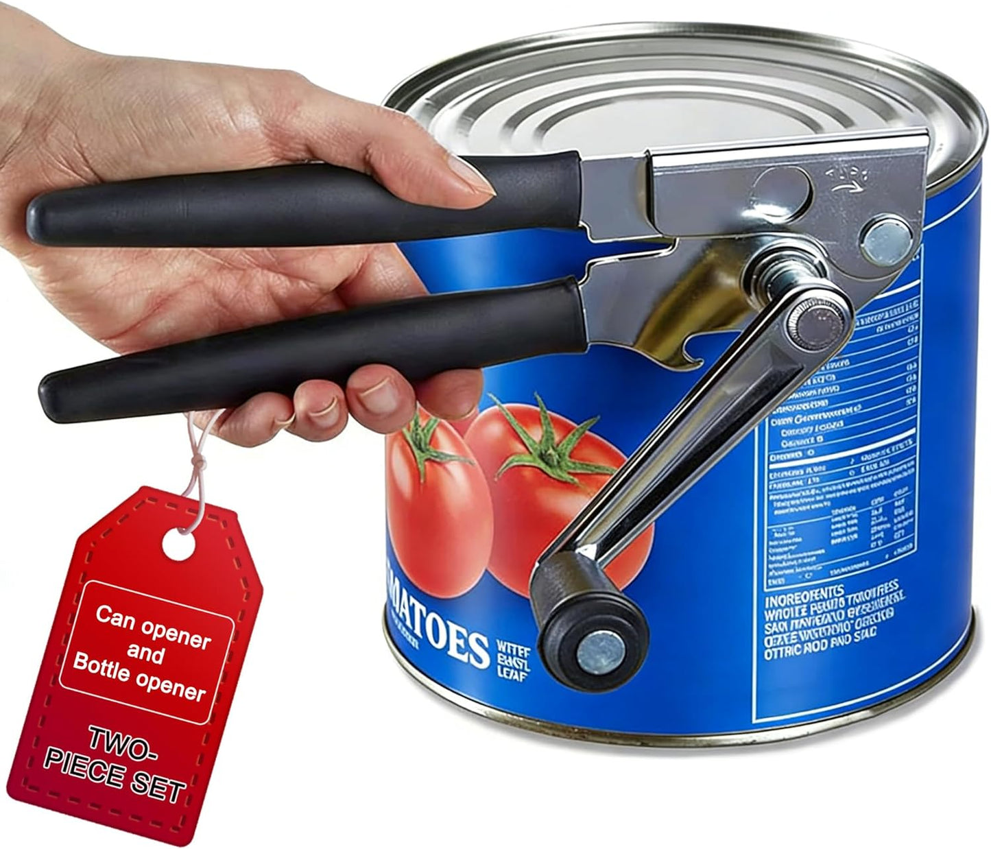 Can Opener Manual Heavy Commercial Can Opener Duty Easy for Big Cans with Magnet Folding Hand Crank With Comfortable Long Handles