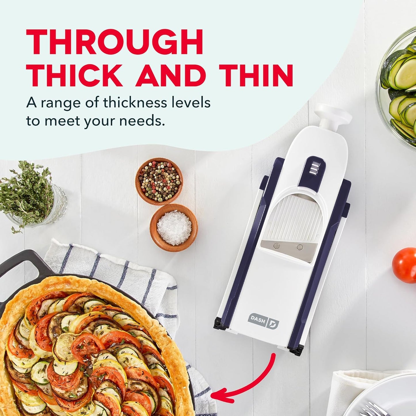 Dash Safe Slice® Mandoline - Compact, Foldable Food Slicer - Slice, Dice, Julienne & More - Perfect for Quick Food Prep - Recipe Guide Included - Aqua