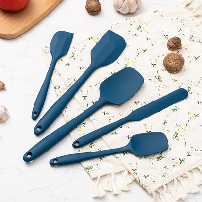 Silicone Spatula Set, 5 Piece Food Grade Rubber Spatulas for Baking, Cooking, and Mixing High Heat Resistant Non Stick Dishwasher Safe BPA-Free (Multicolor)