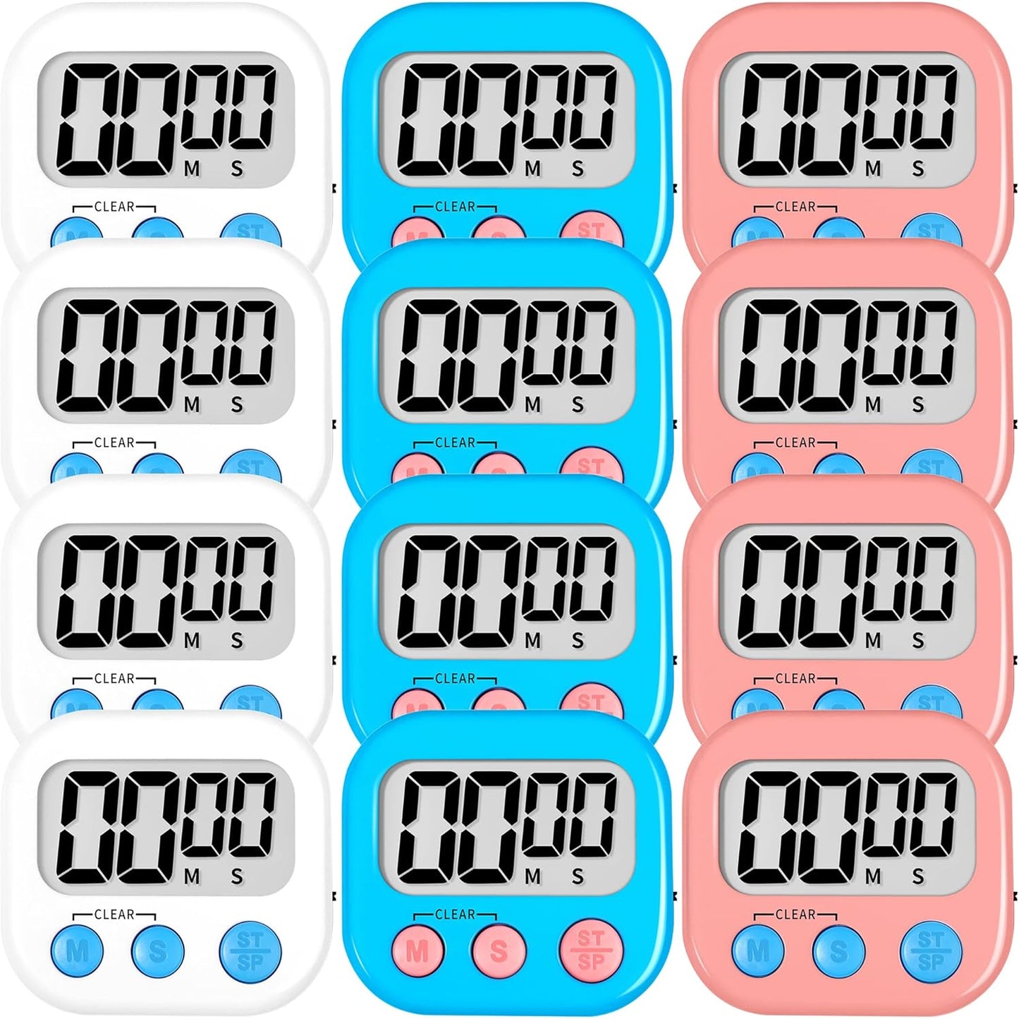 ZILLEEN 6 Pack Kitchen Timers for Cooking Digital Classroom Timers for Kids Teachers Blue Green Purple
