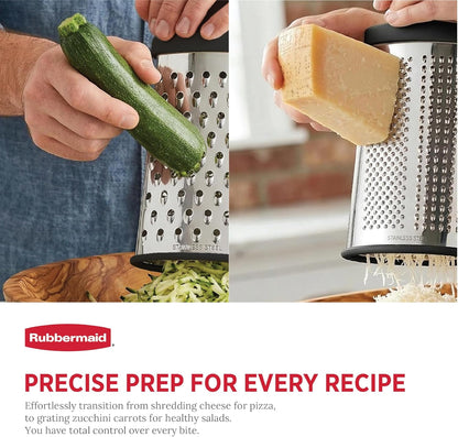 Rubbermaid Stainless Steel Cheese Grater - 9.5" Oval Handheld Box Grater with EZ Grip Handle - Multi-Surface Food & Cheese Shredder | Zester & Graters for Kitchen - Dishwasher Safe, Black