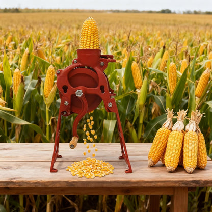 Corn Sheller Hand Crank, Cast Iron Corn Cob Thresher with Stand, Manual Quick Corn Cob Stripper Tool for Home Use, Heavy Duty Corn Cob Stripper for Small Farm and Household Usage