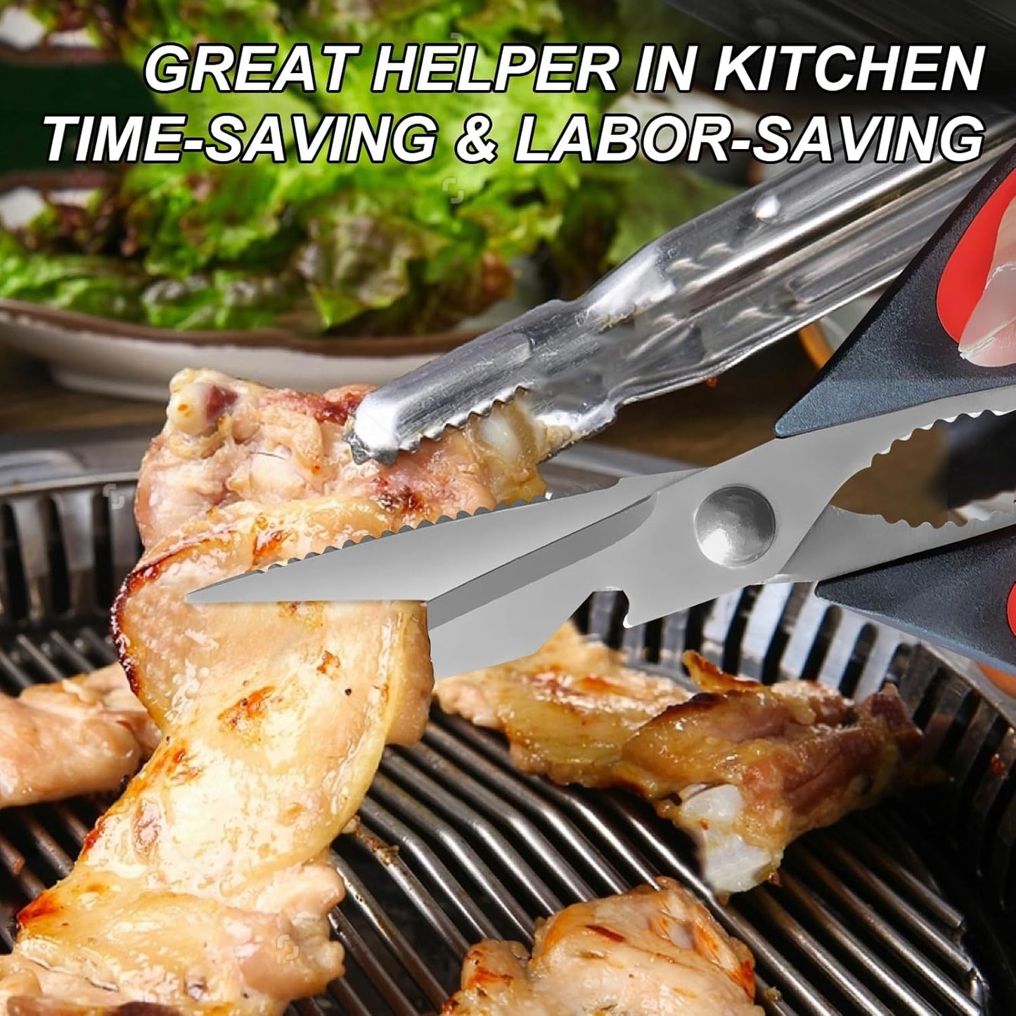 Herb Scissors, Shallot Scissors, Multipurpose 5 Blade Kitchen Herb Shears, Herb Cutter with Safety Cover and Cleaning Comb for Chopping Shallot Basil Chive Parsley