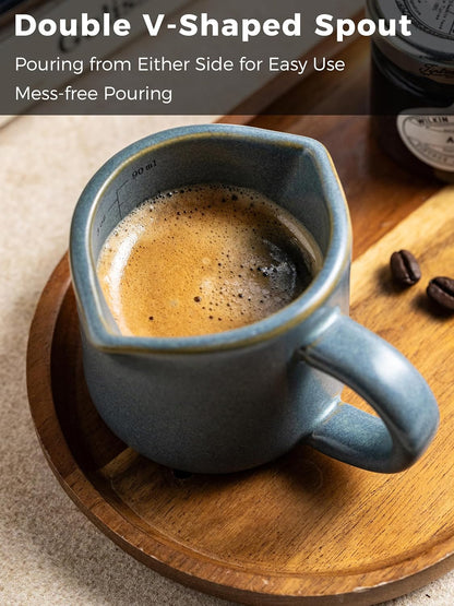 Espresso Cups Ceramic, 200ML Espresso Measuring Cup with Handle, Expresso Shots Cups with Scale, Espresso Accessories, White