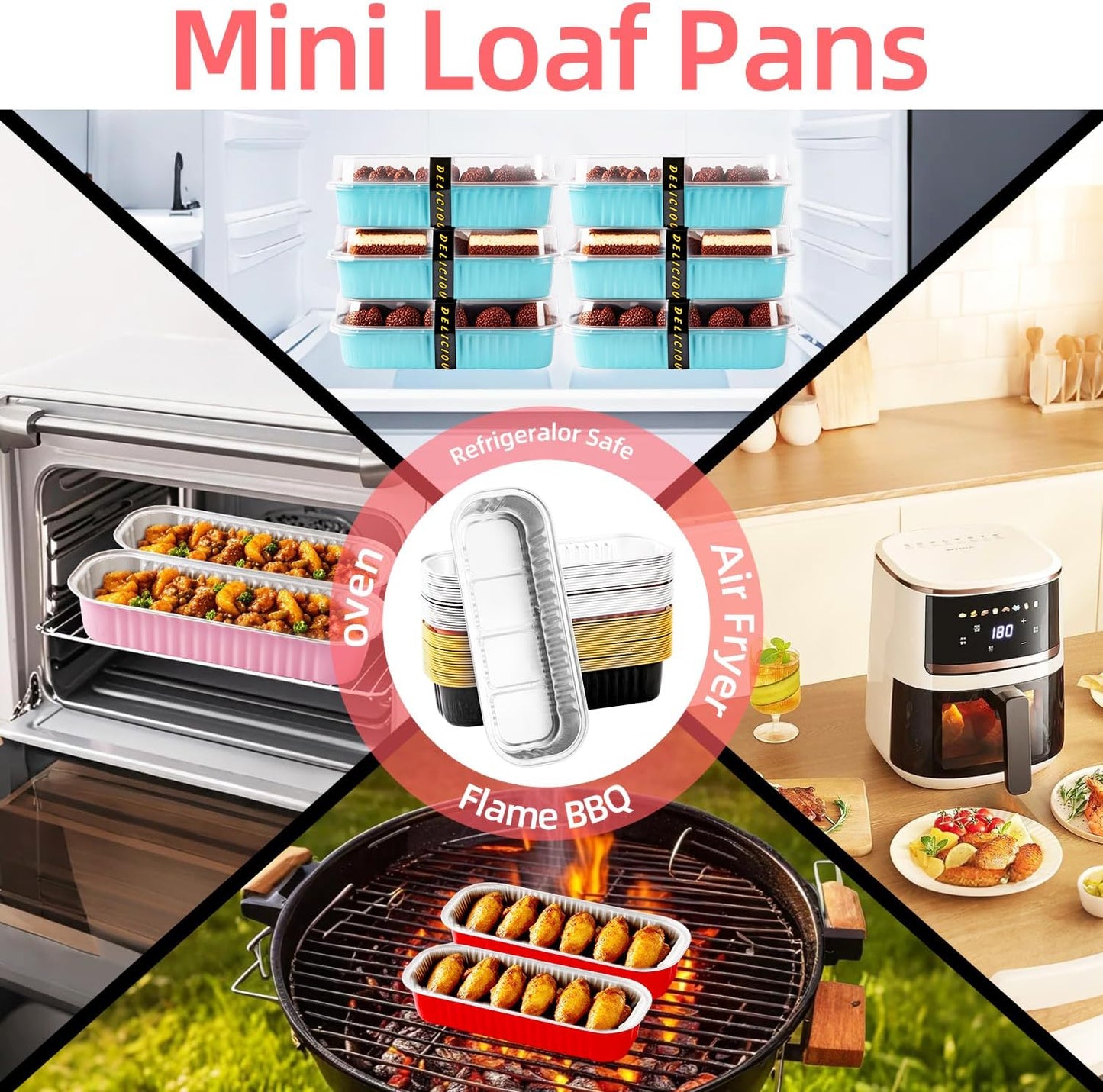 Mini Loaf Pans with Lids and Spoons Sealing Sticker,30 Pcs 6.8oz Cake Pans for Baking Disposable Aluminum Foil Christmas Cake Pan (30 PCS GOLD)