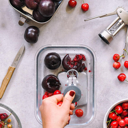 Westmark Cherry & Plum Pitter “Steinex-Combi” – 2-in-1 Fruit Pit Remover, Stainless Steel Blade, Heavy-Duty Aluminum, Fast Clean Pitting for Cherry Jam, Pie & Syrup