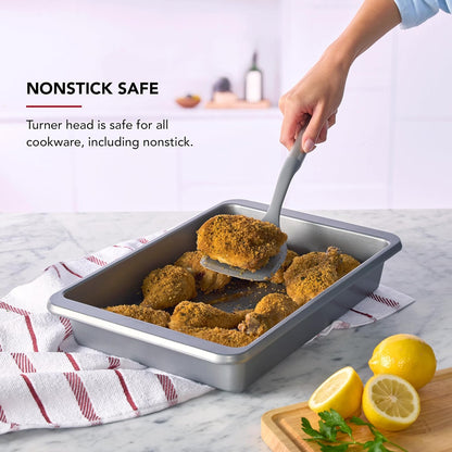 KitchenAid Spoon Spatula with Curved Edges and Stainless Steel Handle, Nonstick Safe, Durable, Dishwasher Safe
