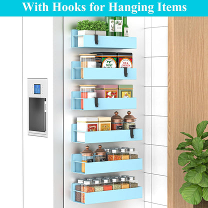 HuggieGems Metal 4 Pack Magnetic Spice Storage Rack Organizer for Refrigerator and Oven, Black Fridge Organizers and Storage, Metal