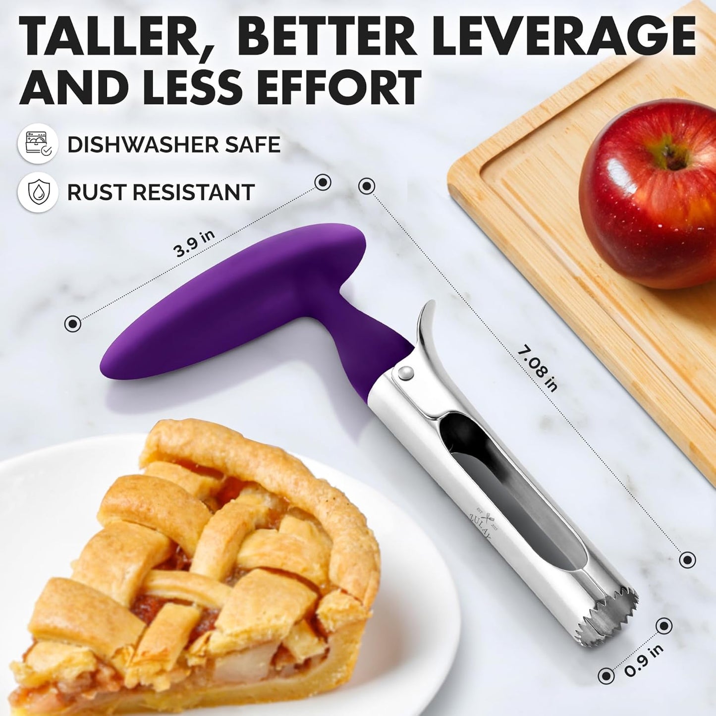 Zulay Kitchen Stainless Steel Pineapple Corer & Slicer – Heavy Duty Pineapple Cutter & Eye Removal Tool – Effortless Core Remover Tool with Sharp Reinforced Blade & Ergonomic Handle - Black