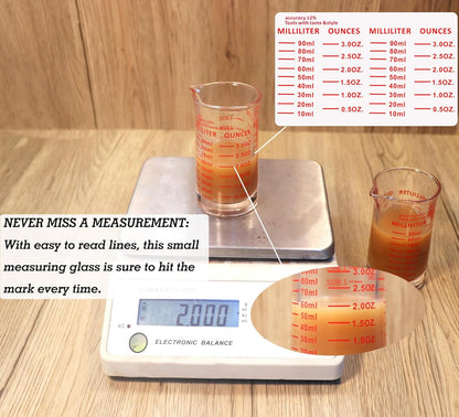 Ackers 3oz/90ml Glass Measuring Cup – Shot Glass with Double Scale-Ounce,Ml Markings for Kitchen & Bar(Black Line)