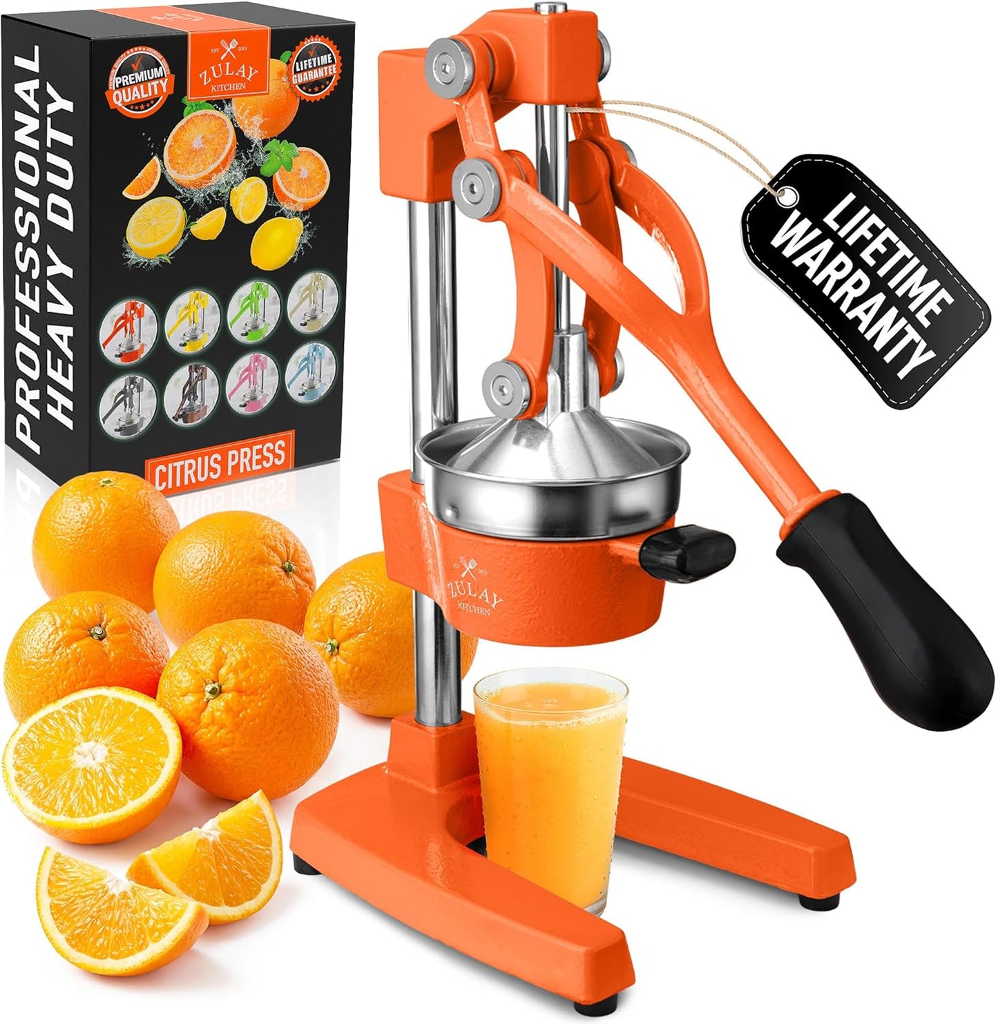 Zulay Kitchen Cast Iron Juicer - Heavy Duty Manual Juicer with Detachable Strainers for Easy Cleaning, Orange Juice Press for Citrus Fruits, Perfect for Bartenders, Juice Lovers & Health Enthusiasts