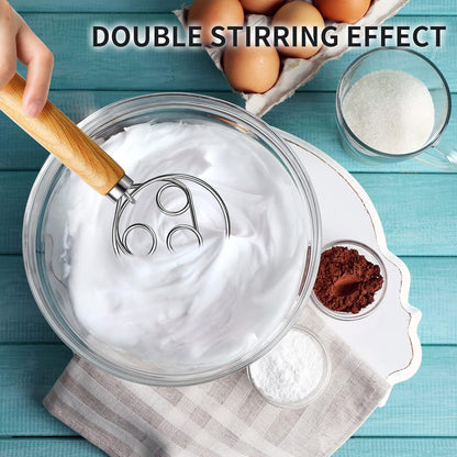 TEEVEA Danish Dough Whisk Stainless Steel for Sourdough Pizza and Bread Baking