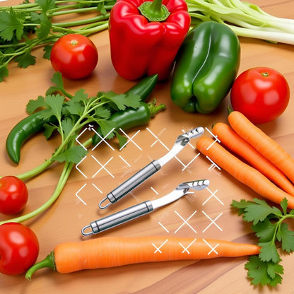 2pcs Stainless Steels Pepper Seed Corer Remover, Stainless Steel Tool, Chili Corer Remover with Serrated Slice and Handle Kitchen Tools Fruit and Vegetable ﻿