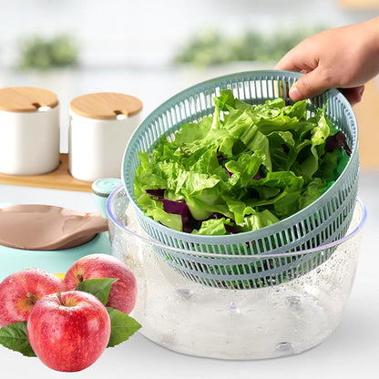 Salad Spinner, 4.24 Quart Lettuce Spinner with Double Drainage Holes, Salad Washing Bowl, Quick Prep Spinner Salad Dryer for Washing, Spinning, and Draining Greens, Fruits, and Vegetables - Blue