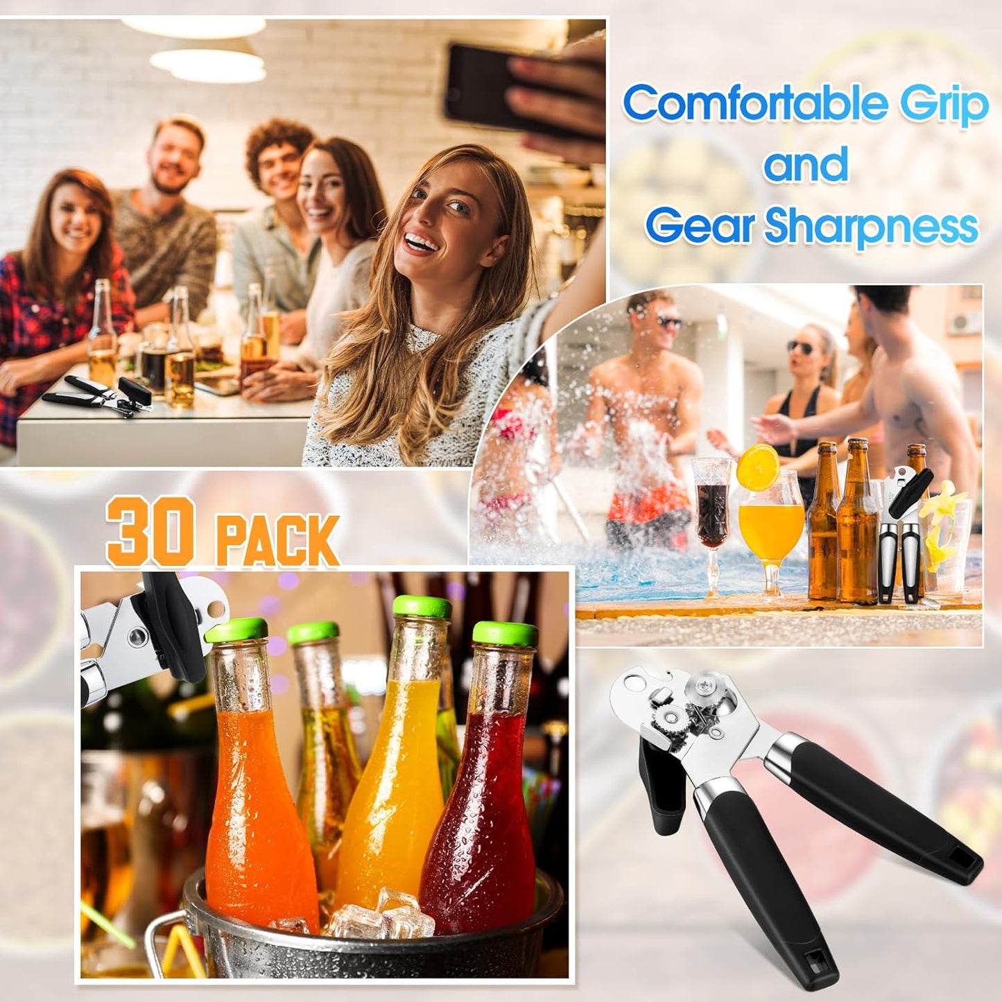 Gisafai 20 Pcs Manual Can Opener Bulk with Sharp Blade Smooth Edge Multifunctional Kitchen Gadget Handheld Openers Large Handheld Knob Can and Bottle Animals for Dorm Kitchen Essentials Gifts