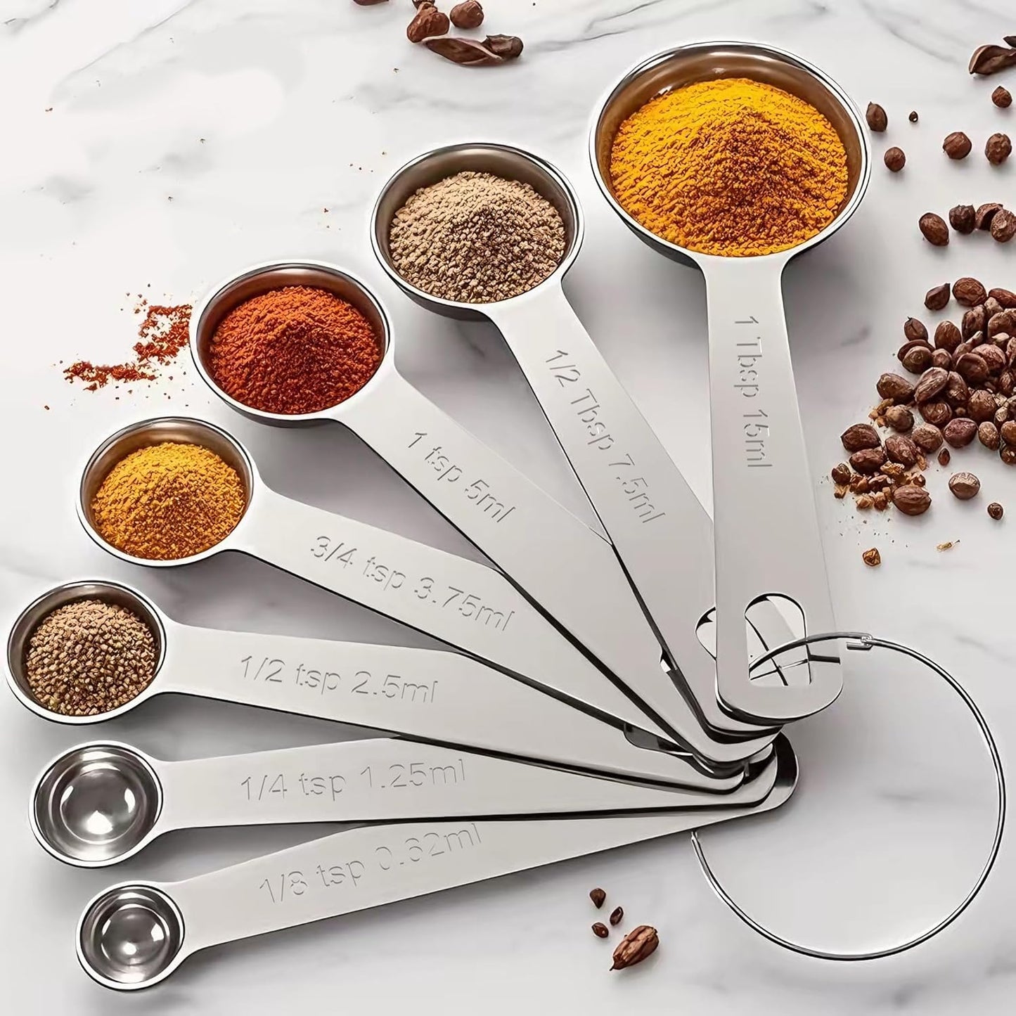 TILUCK Stainless Steel Measuring Spoons Set,Coffee Scoop Spoon,Kitchen Gadgets for Cooking & Baking,Set of 6