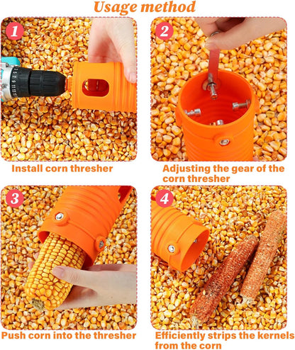 Corn Peel Thresher Corn Stripper Use with Electric Drill Universal Highly Efficiency Manual Durable with Gloves Labor Saving Corn COB Remover