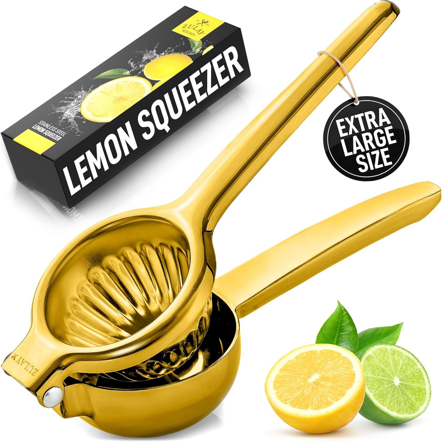 Lemon Squeezer Stainless Steel with Premium Quality Heavy Duty Solid Metal Squeezer Bowl - Large Manual Citrus Press Juicer and Lime Squeezer Stainless Steel - by Zulay Kitchen