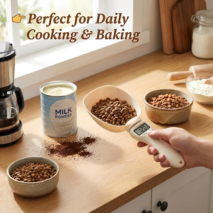 Electronic Measuring Spoon, Digital Measuring Spoon Scale, High Precision Food Scale with LCD Display, ABS Kitchen Measuring Spoon for Grams, Ounces, ml & Cups