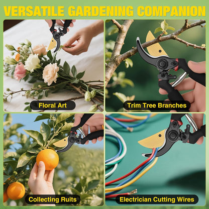 Yesker Pruning Shears Garden Shears 7.8" Professional Garden Scissors Sharp 65 Manganese Steel Blade Heavy Duty Clippers Hand Pruners for Cutting Fresh Flowers Branch Plant Trimming Gardening Tools