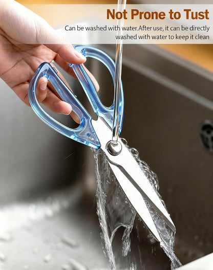 Heavy Duty Kitchen Scissors, Titanium Coated All Purpose Shears - Extra Sharp Detachable Blades for Poultry, Chicken Bones, Meat, Vegetables, Herbs | Micro Serrated & Ergonomic Handle