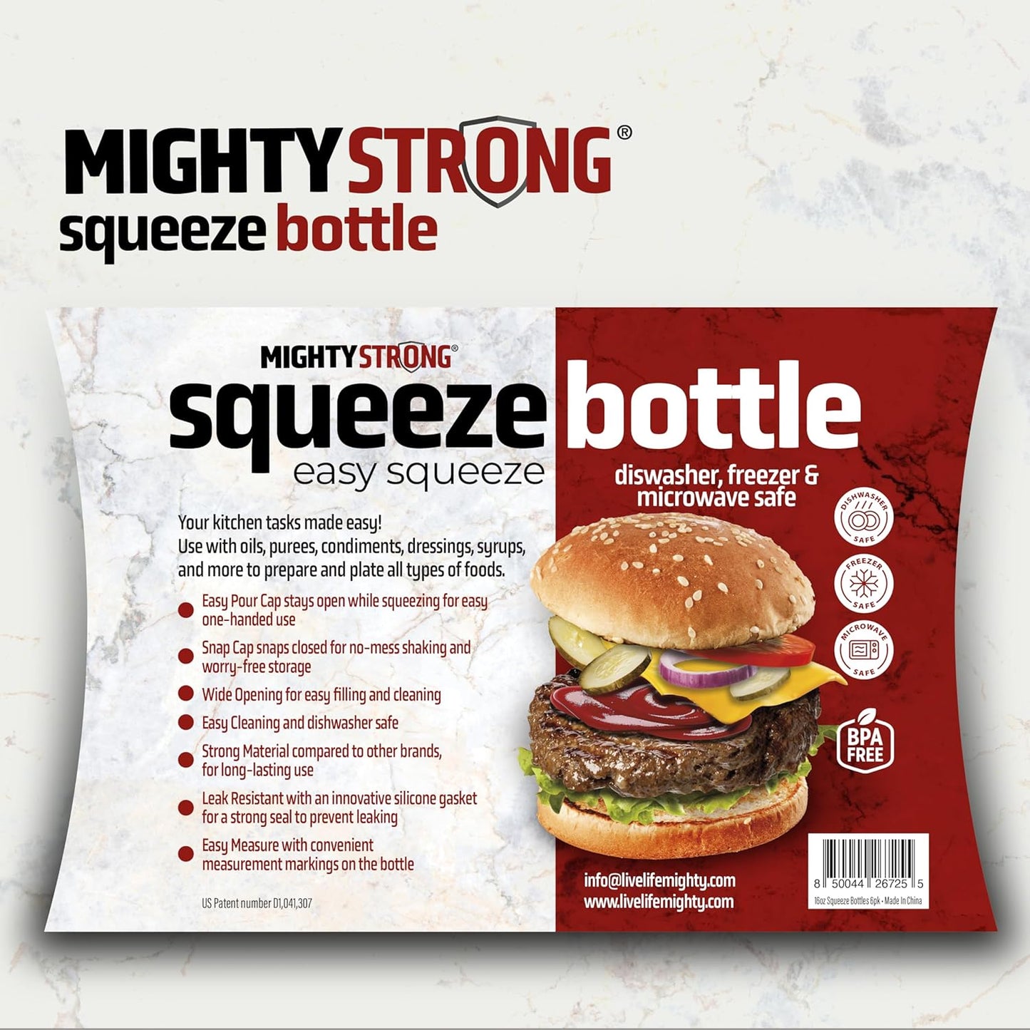 MIGHTY STRONG 4 Pack Condiment Squeeze Bottles 24 Oz –Easy Pour Sauce Bottle With Leak Proof Snap Cap, Plastic Squeeze Bottles For Sauces, Condiment Containers, clear
