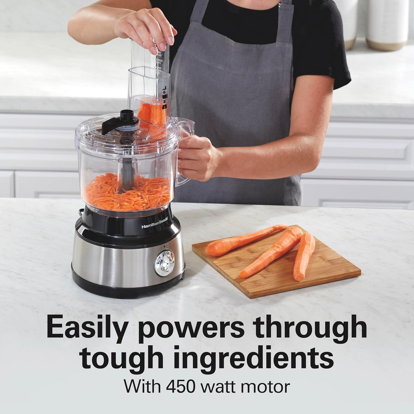 Hamilton Beach Food Processor & Vegetable Chopper for Slicing, Shredding, Mincing, and Puree, 10 Cups + Veggie Spiralizer makes Zoodles and Ribbons, Grey and Stainless Steel (70735)
