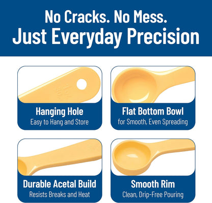 Carlisle FoodService Products 492104 Measure Miser Solid Measuring Spoon with Short Handle, 1 Ounce, Yellow