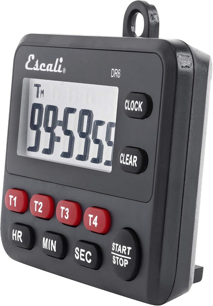 Escali Extra Loud Display Digital Kitchen Timer with Clock Mode, Recall Timer Magnetic Back